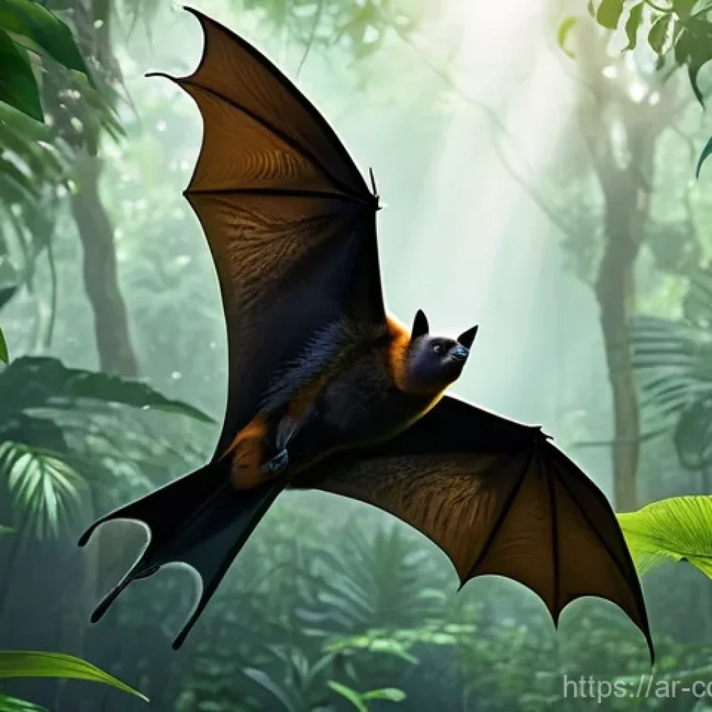 코모로 생태관광 추천지 - **Prompt: Majestic Livingstone's Flying Fox in Comorian Rainforest**
A highly detailed, realisti...