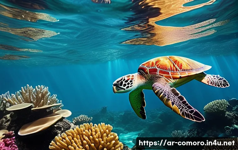 코모로 주요 수상 스포츠 - **Prompt: "A breathtaking underwater scene in the crystal-clear, warm turquoise waters of the Comoro...